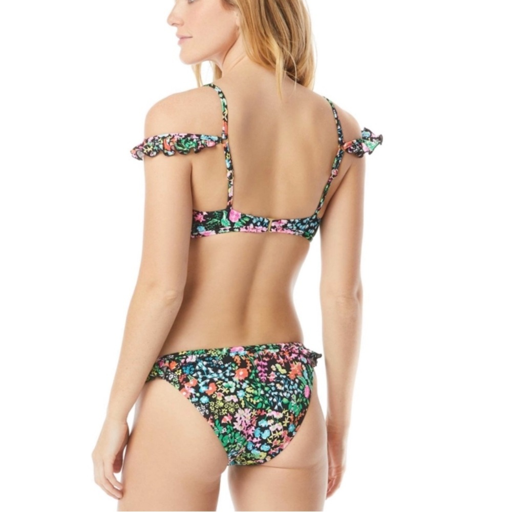 COCO RAVE Women's Two Piece Black Floral Swimsuit Size M